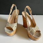 Casadei Ayers Snakeskin Cork Slingback Wedge Sandals Sz 41 Photo 3