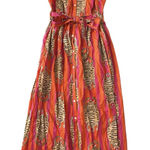 NWT Cella & Flo Midi Dress Womens Medium Pink Orange Indian Tiger Block Print‎ Photo 0