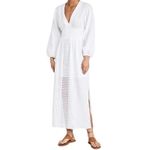 Rebecca Taylor  Long Smock Waist Linen & Crochet‎ Dress Size Large Photo 1