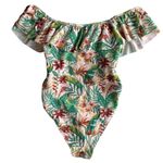 Cabana Del Sol  Off the Shoulder Palm Floral Print One Piece Swimsuit Size Small Photo 5