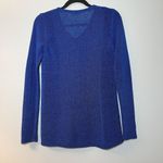 J. McLaughlin Sweater Women's XS Donovan Blue V Neck Cotton Blend Ribbed Knit EUC Photo 2