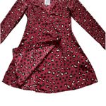 Divided Dress Red Burgundy Animal Print V-Neck Long Sleeve Wrap Dress Size 6 NEW Photo 11