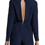 Jonathan Simkhai Crossbar long sleeve cutout navy blue Silk Romper size small S Photo 1
