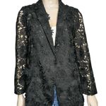 Ungaro Women’s Size M Black Kehlani Floral Eyelet Snap Front Blazer Jacket Size M Photo 4