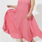 Torrid ‎ 1X Pink Maxi Sundress Flowy Challis Trapeze Boho Casual Summer Dress Photo 6