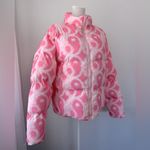 Petals and Peacocks Bubblegum Pink Collared Full Zip Puffer Jacket Size M Photo 4
