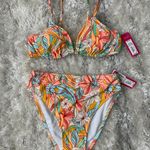 Xhilaration Multi orange pink bathing suit 2 Piece tropical new Photo 0