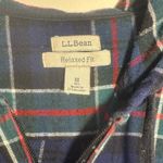 LL Bean Scotch Plaid Hoodie Womens Sz Medium Flannel Relaxed Fit Full Zip Jacket Blue Photo 3