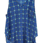 Lush Clothing Lush Size Small Blouse Blue Abstract Sleeveless Tank Lightweight Loose High Low Photo 0