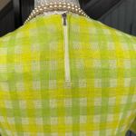Vintage 60s Mod Sheath Dress Neon Yellow Gingham Check Short Sleeve, M/L Fit Size undefined Photo 4