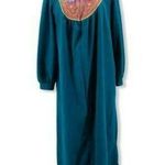 Vintage House Coat Zip Front Velour Robe Long Quilted Satin Small Photo 0