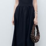 Mango  Navy Drop Waist Maxi Dress Photo 0