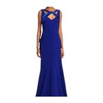 Theia Cobalt Smooth‎ Mermaid Sleeveless Crepe Gown w/ Satin Crisscross Size 8 Blue Photo 10