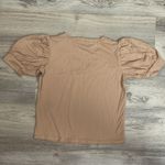 7 For All Mankind Tan Short Puffed Sleeve V-Neck Women's T-Shirt Size XS Photo 3