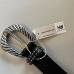MW Black Genuine Leather Silver Studded Chunky Buckle Belt Size Small NEW Photo 5