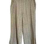 J.Jill  Tan Striped Linen Blend Split Hem Wide Leg Cropped Pants Size M Photo 0