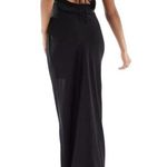 ASOS Design Satin Bandeau Bias Maxi Dress with Tie Back in Black, Size 6 Photo 1