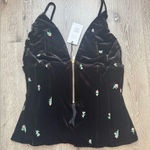 We Wore What  Embroidered Velvet Peplum Corset Top Black Size 16 NWT Photo 0