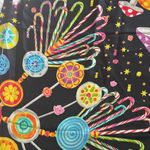 Echo Willy Wonka Silk Scarf with Candy & Mushroom Print, 35” x 35”New w/Tag $159 Black Photo 2