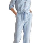Soft Surroundings ladies Kerry jumpsuit linin blend button up cute soft size 10 Photo 0