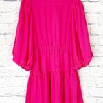 Alice + Olivia Shayla hot pink pleated sleeve tiered mini dress 8 Photo 0