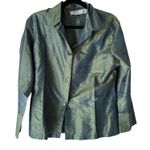 anii Vintage 90s Women's Green Silk Button Up Top Shirt L Metallic Artsy Fairy Size L Photo 0