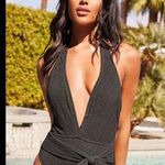 Lulus Sunny Day Babe Black Crinkle Halter One Photo 0