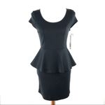 Kensie Black Capped Sleeve Peplum Dress XS NWT Photo 2