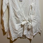 ONIA NEW  Air Linen Blend Wrap Dress Mini White Bell Sleeves Wrap Size Large Photo 5