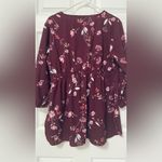 Maternity Floral Burgundy Blouse Purple Size M Photo 3