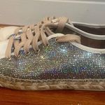 Anthropologie Maypol Espadrilles Sneaker sz 37 Silver Sparkly Espadrille Flats Photo 3