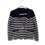 J.Crew Camille Shrunken Sweater Blazer Navy Blue Striped Preppy Womens Small Photo 2