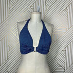 Vix Swim Blue Striped Bikini Top Blue Square Enamel Jewel Size‎ Medium Photo 1