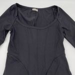 Free People NEW Intimately Black Thong Corset Bodysuit Long Sleeve Scoop Neck XS Photo 3