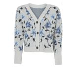 Club Monaco  Floral Jacquard Cardigan Grey Blue‎ Size M Photo 2