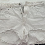 ZARA ‎ Jean Shorts Womens 10 White Denim Cutoff Distressed High Rise Cheeky Photo 0
