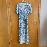 Boii XS Floral Maxi‎ Wrap Dress Short Sleeve V Neck Casual Bohemian White Photo 0