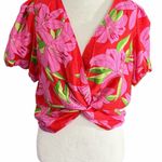Lulumari boho floral tropical twist-front crop top Size XL Photo 1