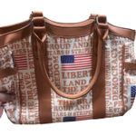 Bradford Exchange Patriotic USA Flag Tote Bag Stars Stripes Americans Brown Photo 0