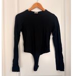 RE/DONE  Women's Black Basic‎ Long Sleeve Crewneck Thong Bodysuit 125$ Size Small Photo 2