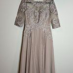 JJ's House NWT  A-line Illusion Tea-Length Chiffon Lace Sequin Dress in Picture Photo 1