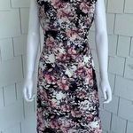 Connected Apparel Women's Pink Multi Floral Short Sleeve Cowl Neck Dress sz 6P Photo 0