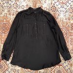 EXPRESS Military Style Black Long Sleeve Popover Career Blouse Shirt Size XS Photo 1