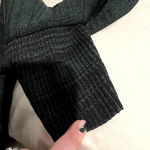 Apiece Apart  Sweater‎ Top Ruffle Ribbed Knit Marled Green Black Size Small Photo 6