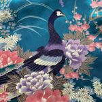 Jugeumm Robe Blue Pink Satin Floral Peacock Print Japanese Kimono Dressing Gown Photo 9