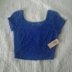 Decree Blue Lace Crop Top Photo 0