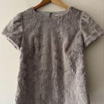 Anthropologie Leifsdottir Gray Faux Fur Short Sleeve Top Photo 0