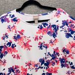 Chico's Womens Shirt Size XL Or 3 Floral Print Summer Spring Crop Boxy Crew Neck Photo 2