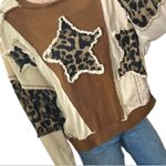 Oversized Star Quilted Patchwork Lace CrewneckSweatshirt Multiple Photo 2