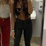 Edikted  Faux Leather Flare Jeans Black Photo 2